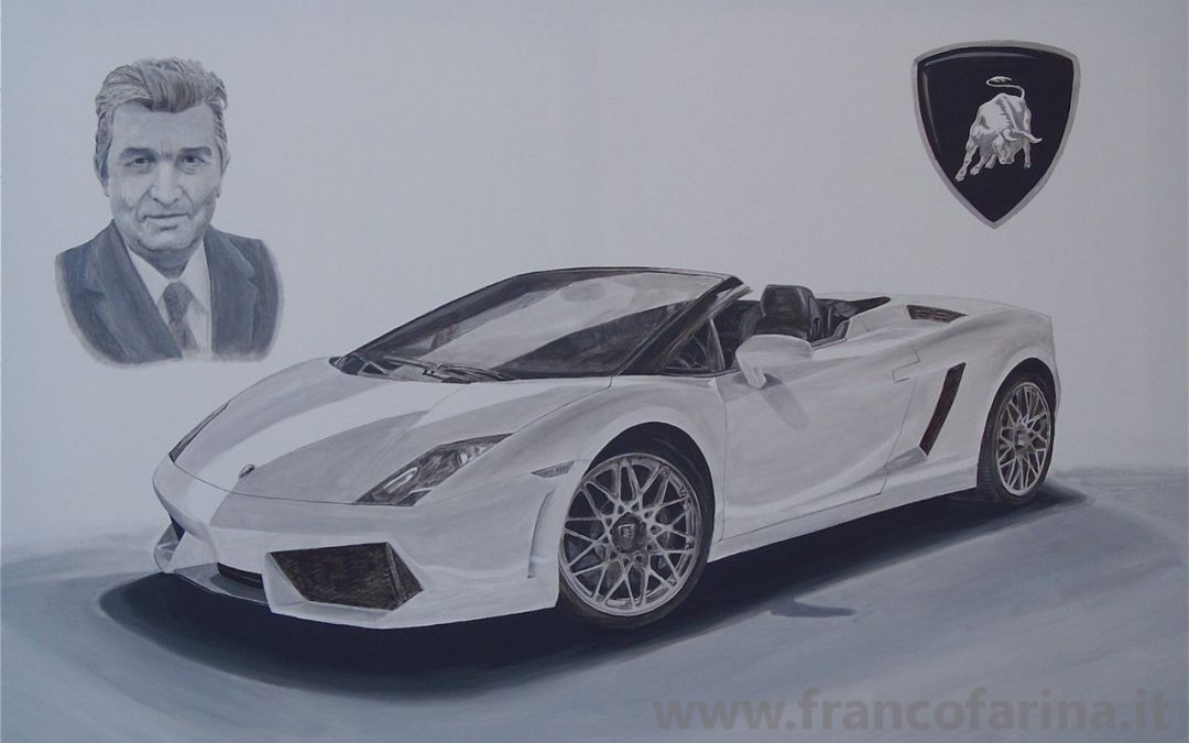 Lamborghini e ritratto di Ferruccio Lamborghini